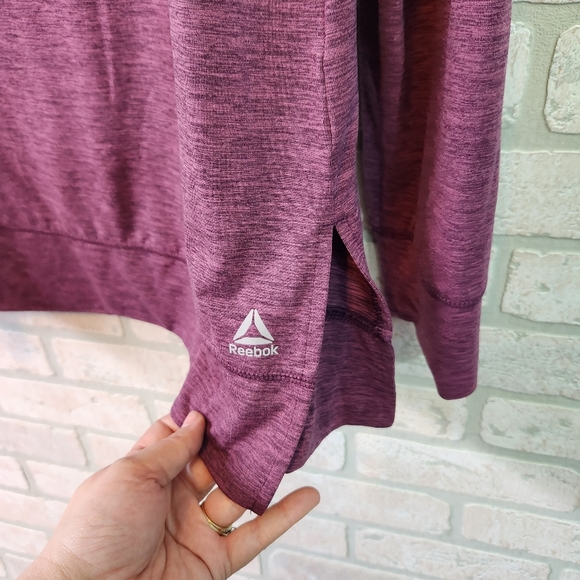 Reebok Womens Purple Work Out Gym Long Sleeve Net Shoulder Design Shirt XL - Picture 6 of 10